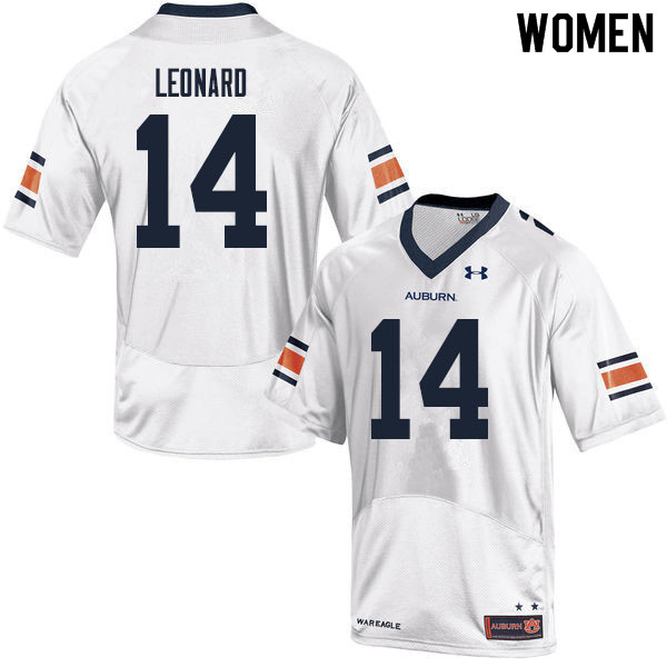 Women #14 Traivon Leonard Auburn Tigers College Football Jerseys Sale-White